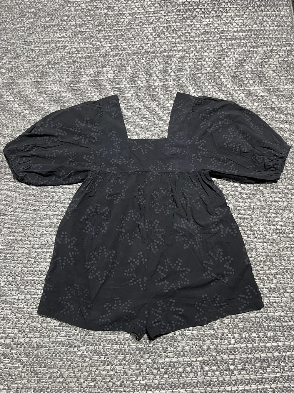 Anthropology | Puff-Sleeve Cotton Romper